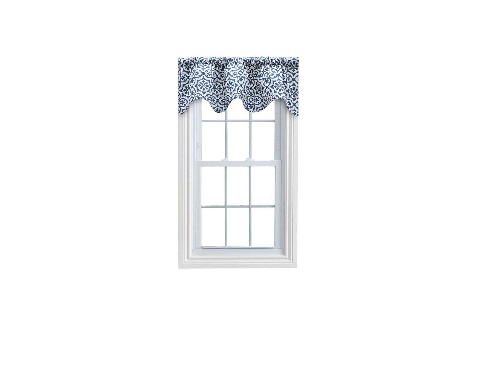 Ellis Athens Printed Tile Design on a Ground 3" Rod Pocket Premium Scallop Valance Lined 50"x16"