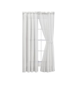 Ellis Curtain Cotton Voile 1.5" Rod Packet Tailored Curtain Panel Pair for Windows 80" x 72"