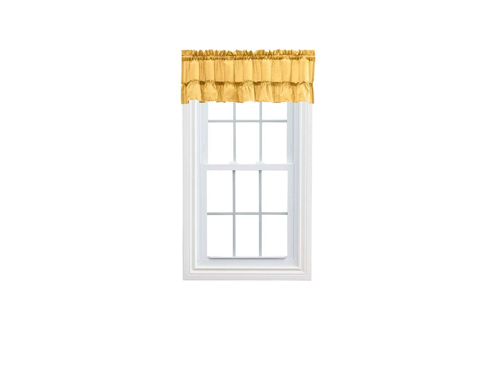 Ellis Curtain Stacey 1.5" Rod Pocket High Quality Fabric Solid Color Window Ruffled Filler Valance 54"x13"