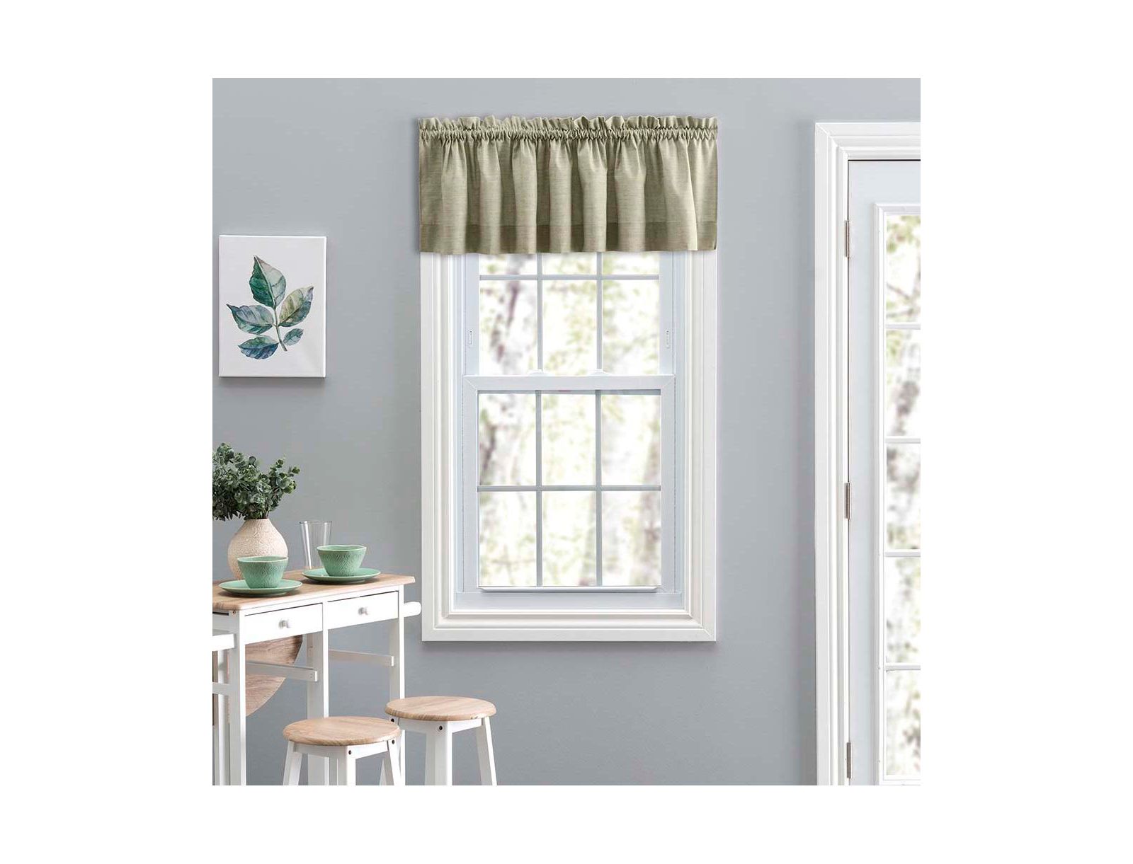 Ellis Lisa Solid Color Poly Cotton Duck Fabric 1.5" Rod Pocket for Simple Window Tailored Valance 58"x15" Mist