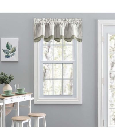 Декоративный валанс Ellis Curtain Plaza Classic Ticking Stripe Printed 58" x 15" Sage
