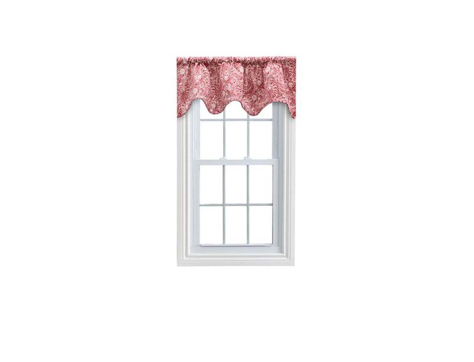 Ellis Segovia Printed Paisley Pattern on Ground 3" Rod Pocket High Quality Scallop Valance Lined 50"x16" Red