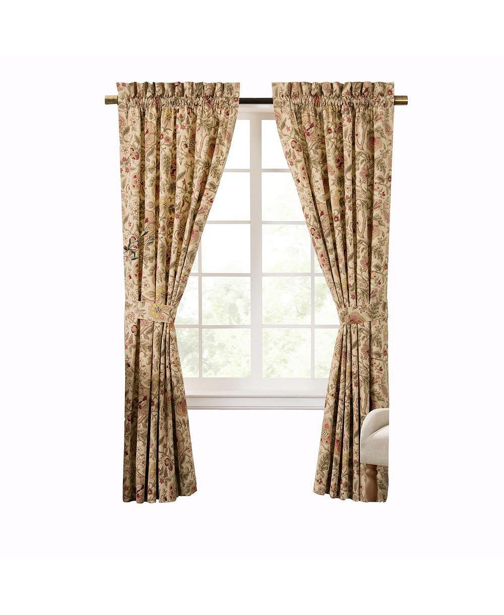 Ellis Curtain Regency 3" Rod Pocket Curtain Panel Pair with Tiebacks Antique