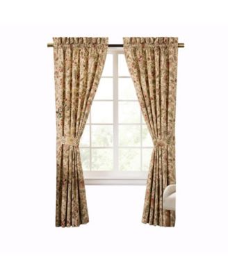 Ellis Curtain Regency 3" Rod Pocket Curtain Panel Pair with Tiebacks Antique
