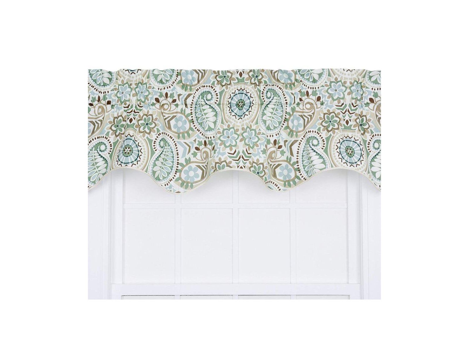 Ellis Curtain Paisley Prism Duchess 3" Rod Pocket Filler Valances for Windows 50" x 15" Latte