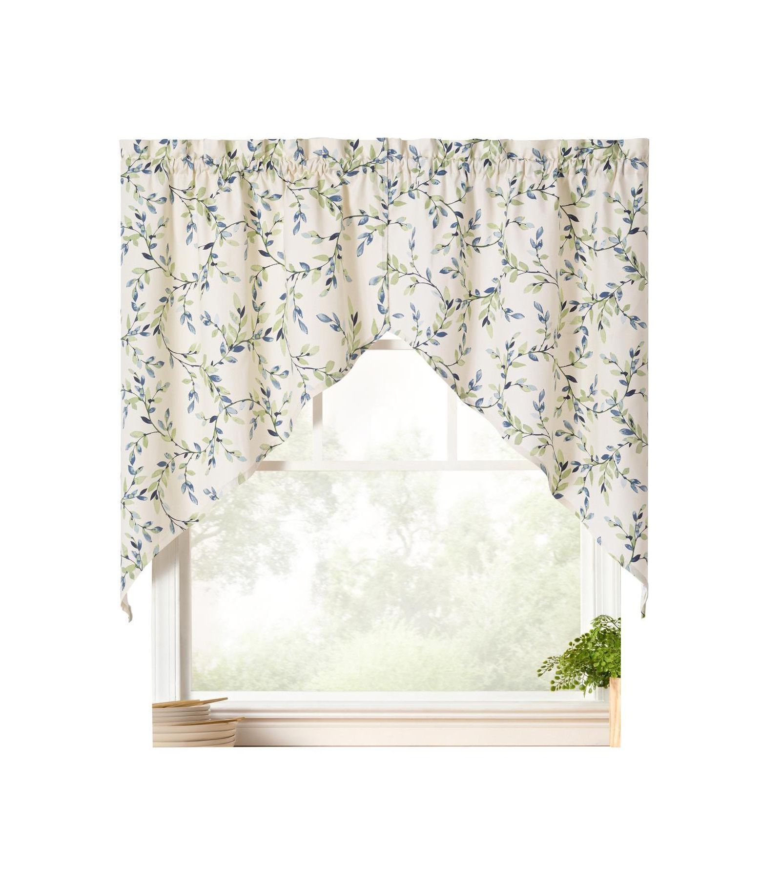 Штора Ellis Vintage Stylish Medium Scale Printed Vine Pattern 1.5" Rod Pocket 56"x36" Azure