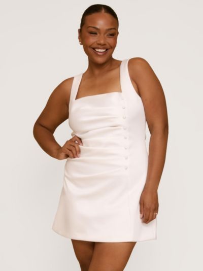 Six Stories Women's Bonnie Square Neck Satin Mini Dress