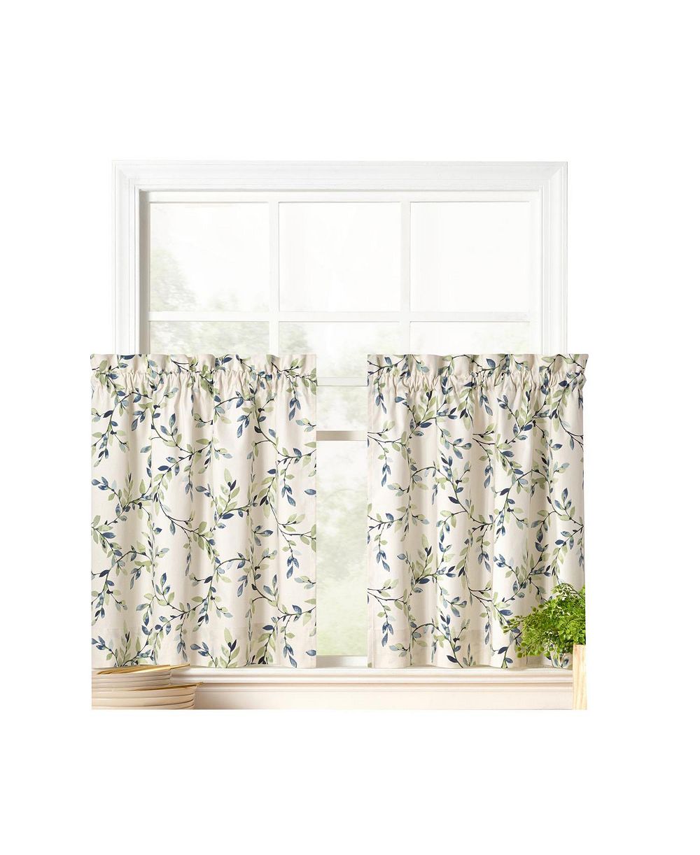 Ellis Curtain Vintage Stylish Medium Scale Printed Vine Pattern 1.5" Rod Pocket Tier 56"x36"