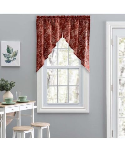 Ellis Curtain шторы Lexington с узором из листьев на цветном фоне 56"x36" Brick
