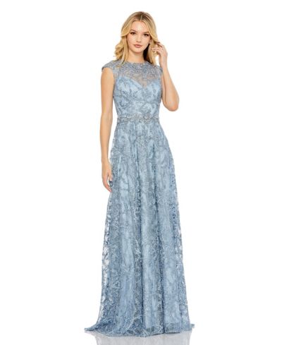 Mac Duggal Женский Tiered Floral Print Cut-Out Chiffon Gown