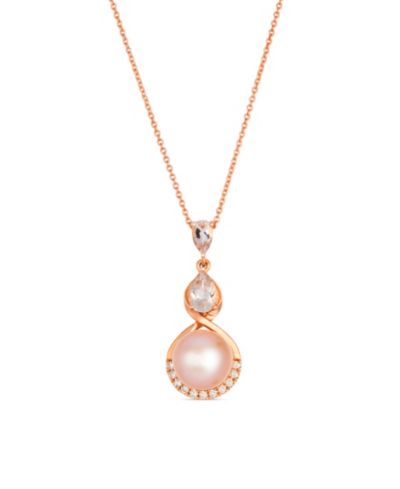 Le Vian подвеска с жемчугом Freshwater, морганитом и бриллиантом в 14k Strawberry Gold