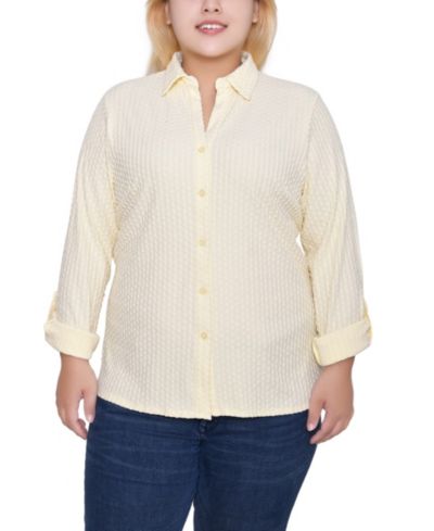 Женский трикотажный топ NY Collection Plus Size Long Sleeve Textured Knit
