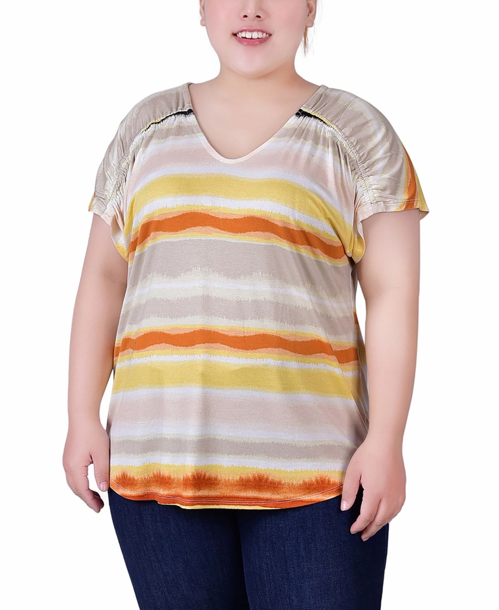 Женский топ NY Collection Plus Size Striped V neck