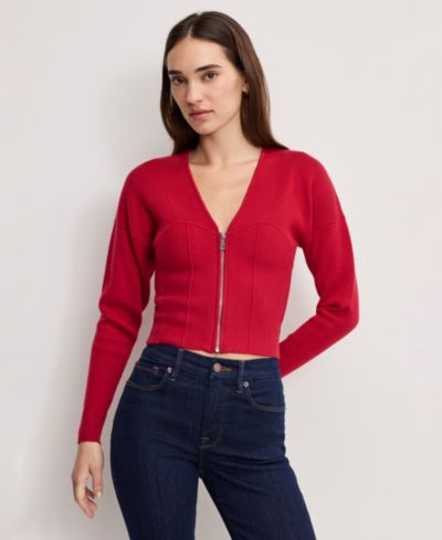 Свитер Good American Women's V-Neck Front Zipper