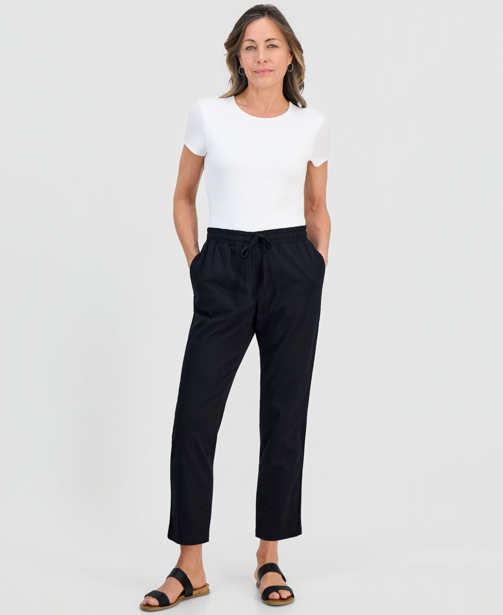 Style & Co Petite Twill-Tape Tapered Pull-On Pants, Macy's Exclusive