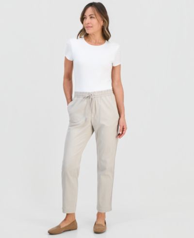 Женские брюки Style & Co Petite Twill-Tape Tapered Pull-On