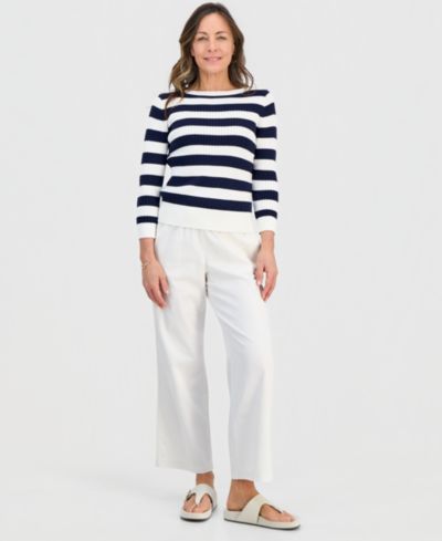 Style & Co Petite Twill-Tape Wide-Leg Pull-On Pants, Macy's Exclusive