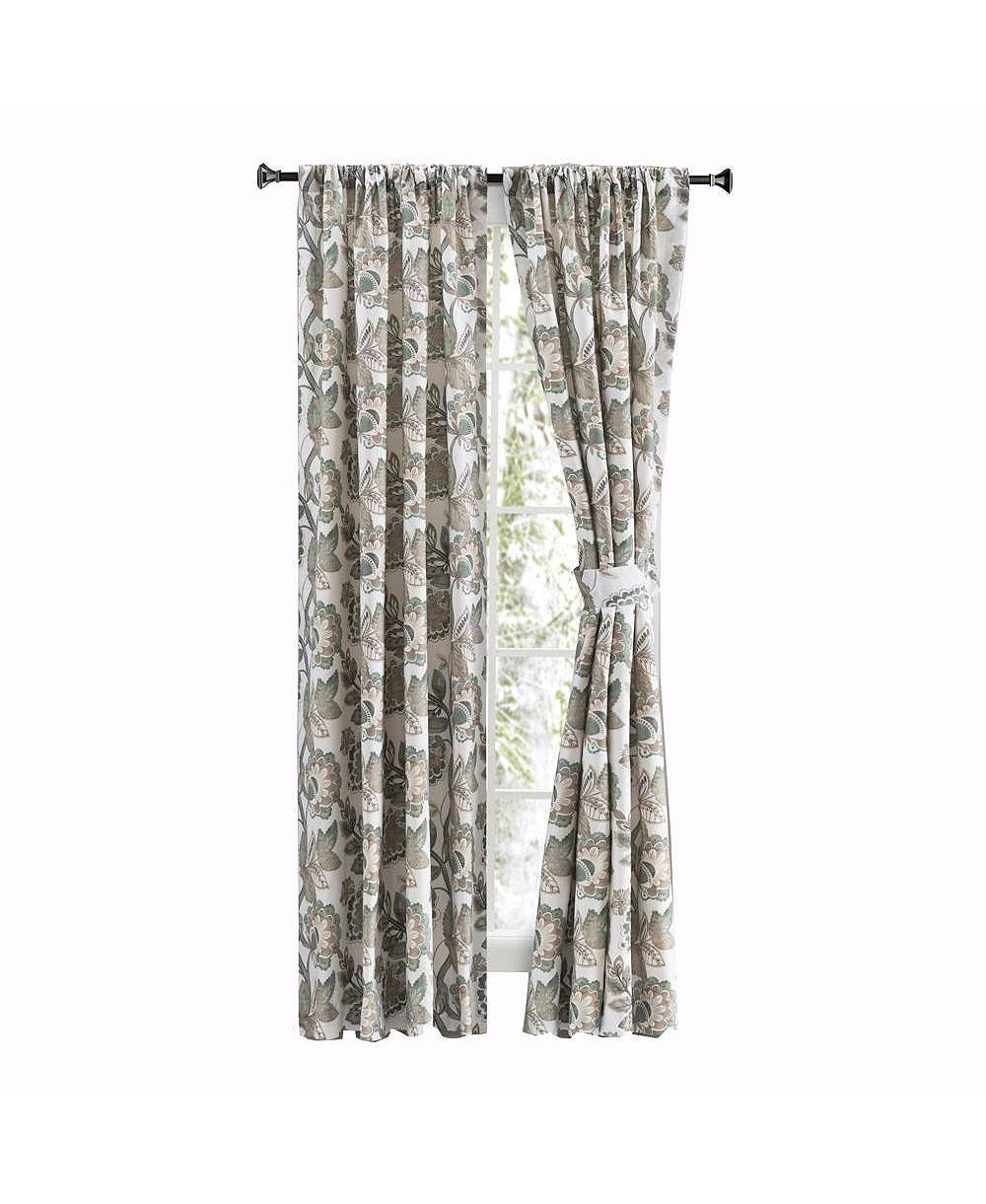 Ellis Curtain Wynette Lined 3" Rod Pocket Curtain Panel Pair with Tiebacks 100" x 63