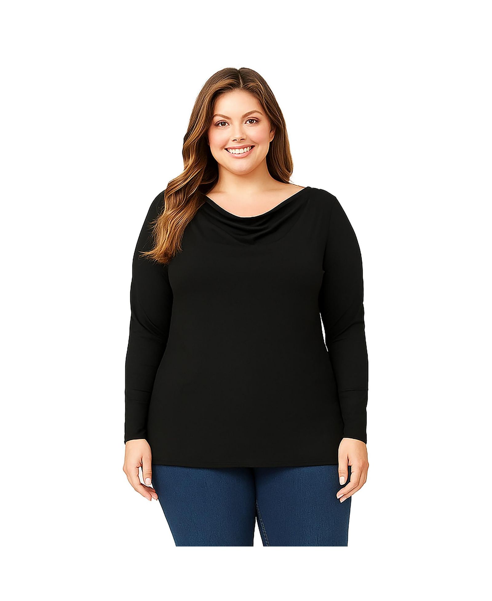 Standards & Practices Plus Size Long Sleeve Boat Neck Knit Top