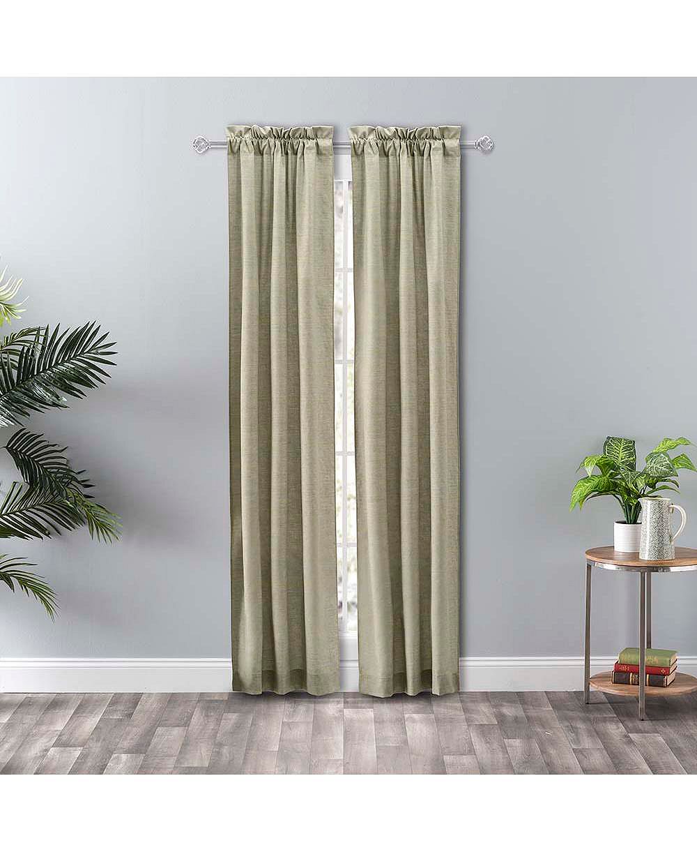 Ellis Curtain Lisa Solid Poly Cotton Duck Fabric Tailored Panel Pair with Ties Mist