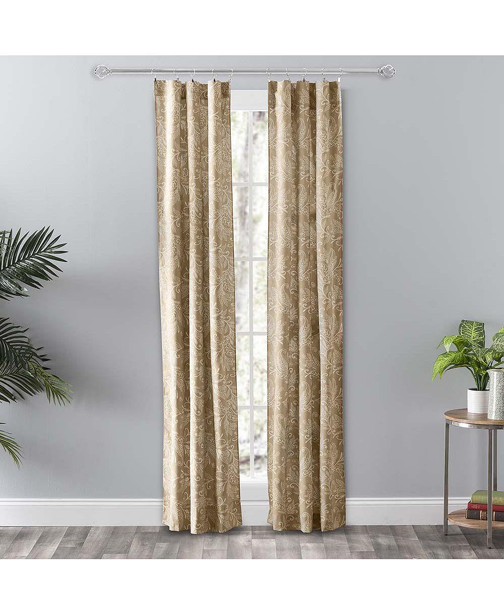 Парные шторы Ellis Curtain Lexington с узором из листьев на цветном фоне с завязками