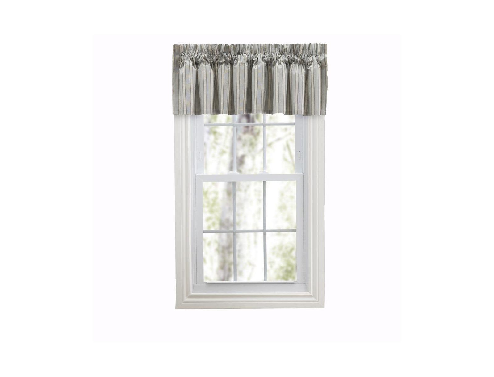 Ellis Curtain Springfield Stripe 3" Rod Pocket Tailored Valance for Windows 80" x 13" Black