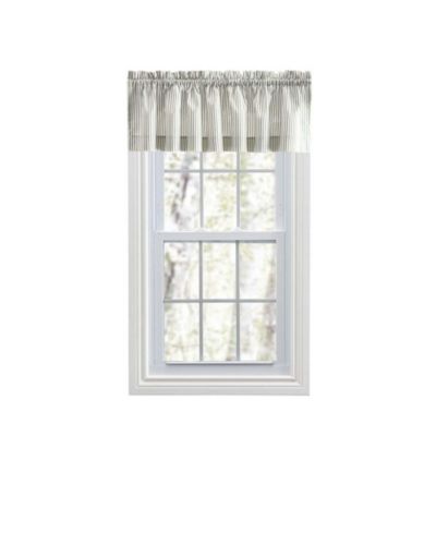 Ellis Curtain Plaza Classic Ticking Stripe Printed on 1.5" Rod Pocket Natural Ground Tailored Valance 58" x 15" Sage