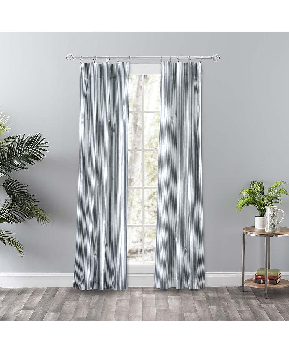 Парные шторы Ellis Curtain Plaza Classic Ticking Stripe Printed on Natural Ground 3" Rod Pocket Tailored Panel