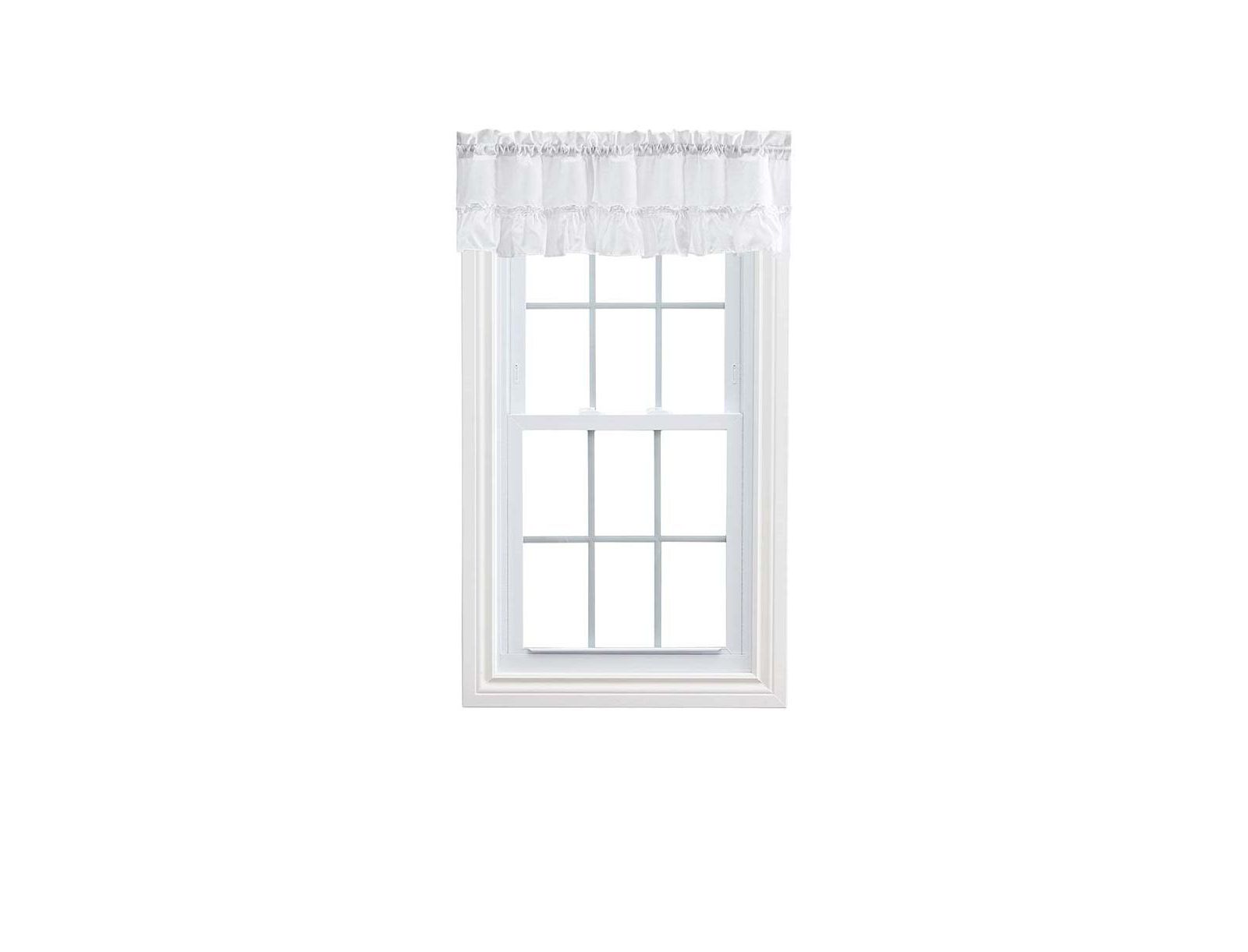 Ellis Stacey 1.5" Rod Pocket High Quality Fabric Solid Color Window Ruffled Filler Valance 54"x13" White