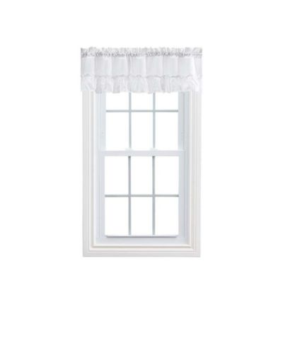 Ellis Stacey 1.5" Rod Pocket High Quality Fabric Solid Color Window Ruffled Filler Valance 54"x13" White