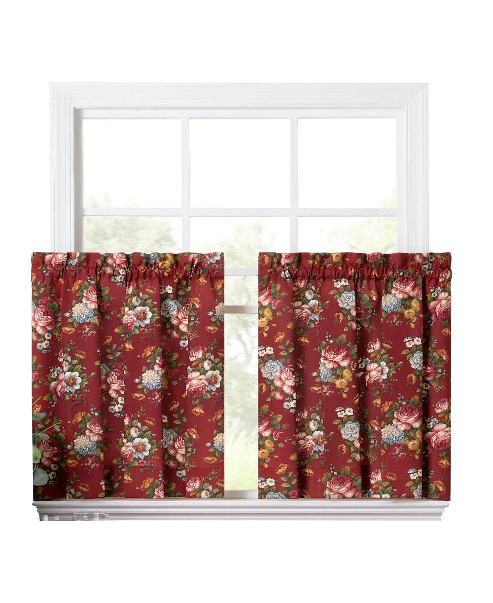 Ellis Curtain Bella Rose Stylish Medium Scale Printed Floral Pattern 1.5" Rod Pocket Tier