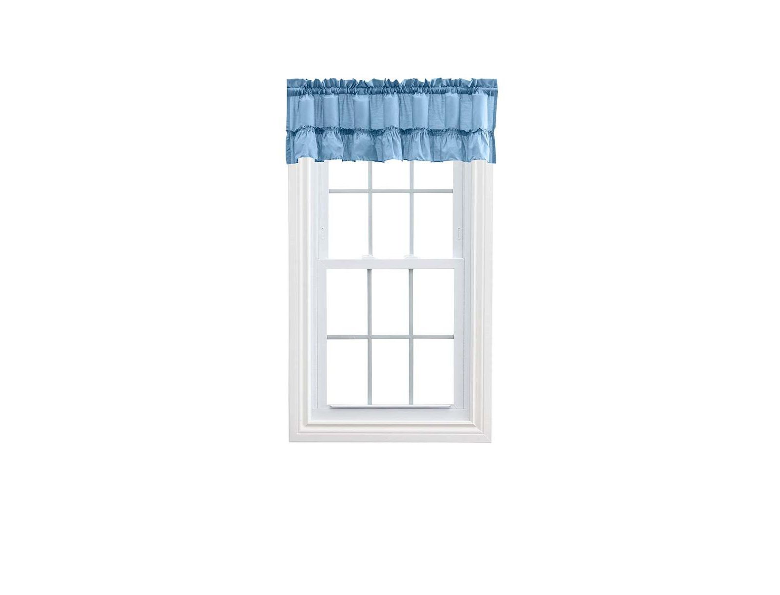 Ellis Stacey 1.5" Rod Pocket High Quality Fabric Solid Color Window Ruffled Filler Valance 54"x13" Slate