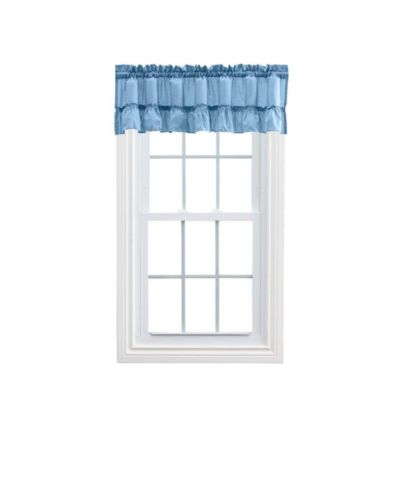 Ellis Stacey 1.5" Rod Pocket High Quality Fabric Solid Color Window Ruffled Filler Valance 54"x13" Slate