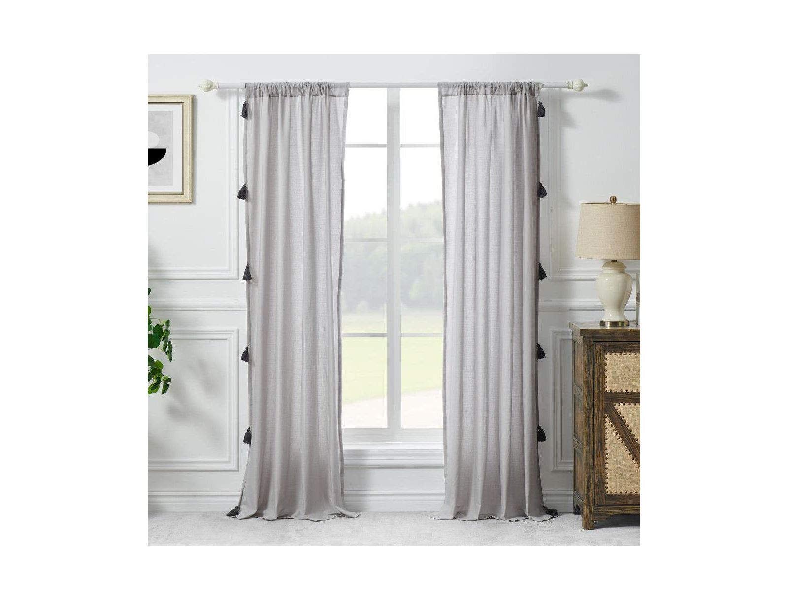 Greenland Home Fashion Monterrey 3" Rod Pocket Light Filtering Curtain Panel Pair Each Panel 42" x 84" Gray