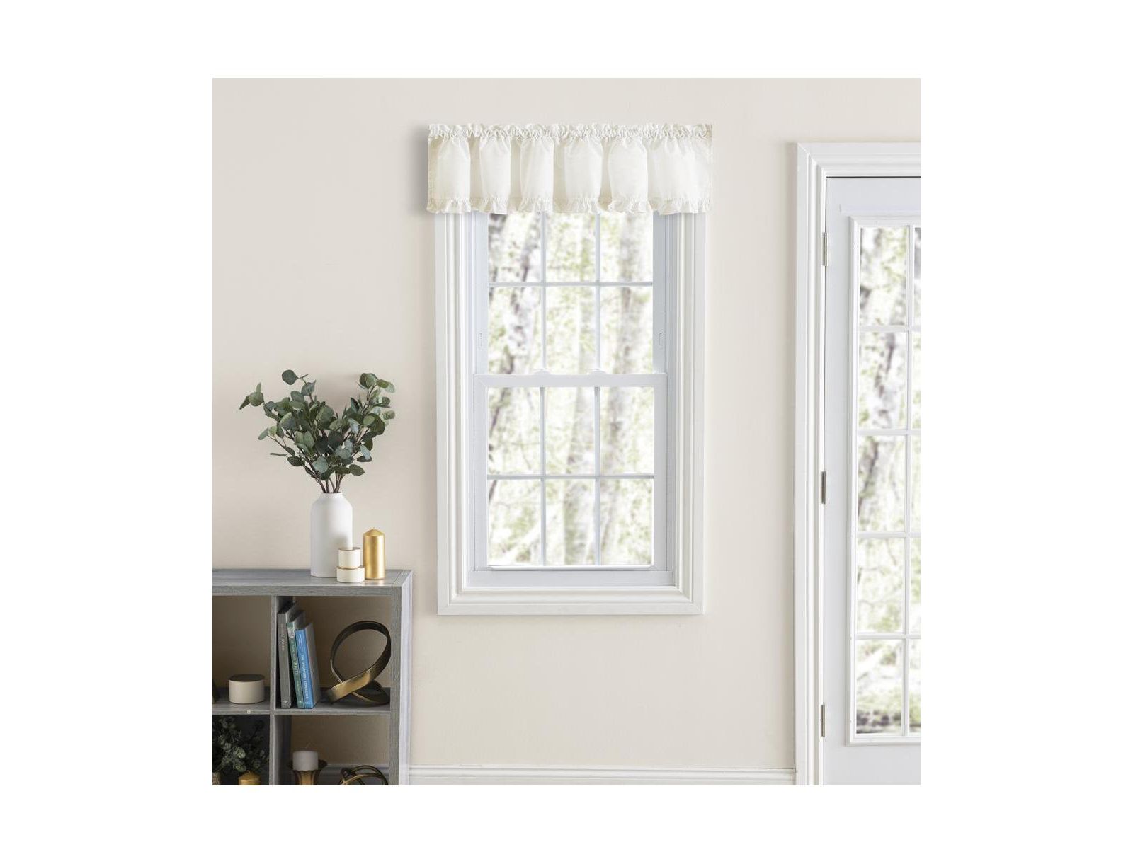 Home Classic Narrow Ruffle Rod Pocket Valance Natural by Ellis Curtain