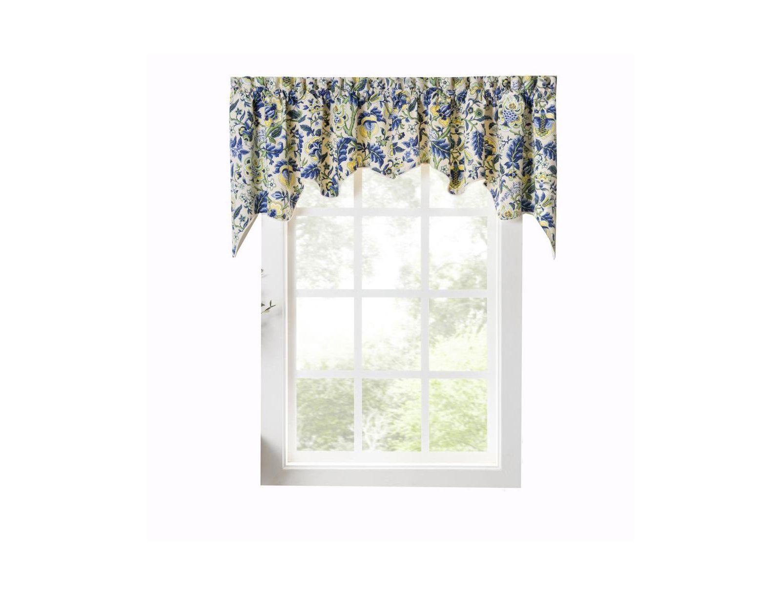 Ellis Curtain Regency Swag Shaped 3" Rod Pocket Valances for Windows 100" x 30" Blue