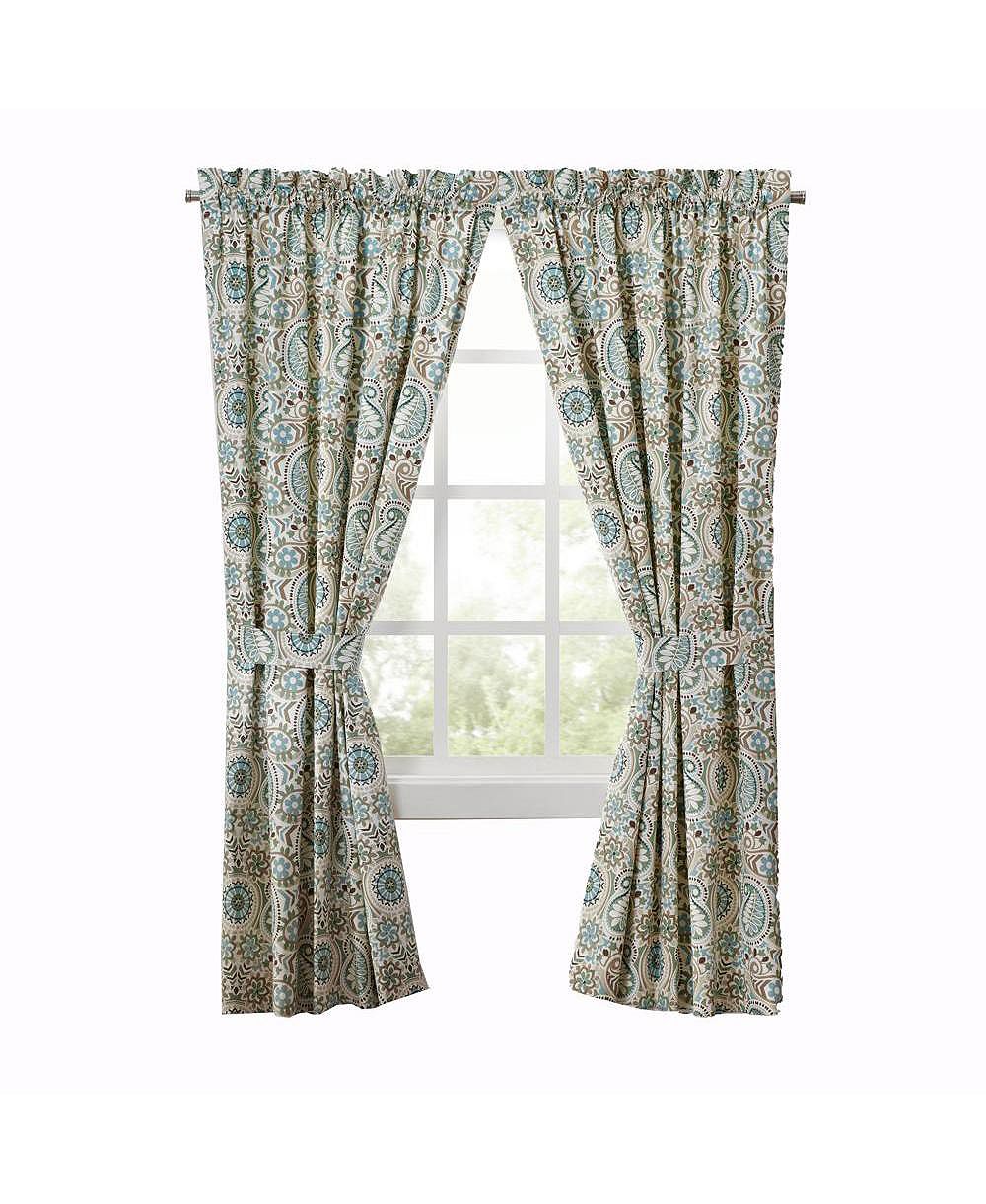 Ellis Curtain Paisley Prism Tailored 3" Rod Pocket Curtain Panel Pair with Tie Backs