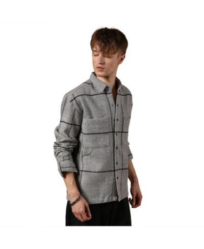 Мужская рубашка Campus Sutra Moon Grey Graph-Check Waffle Overshirt