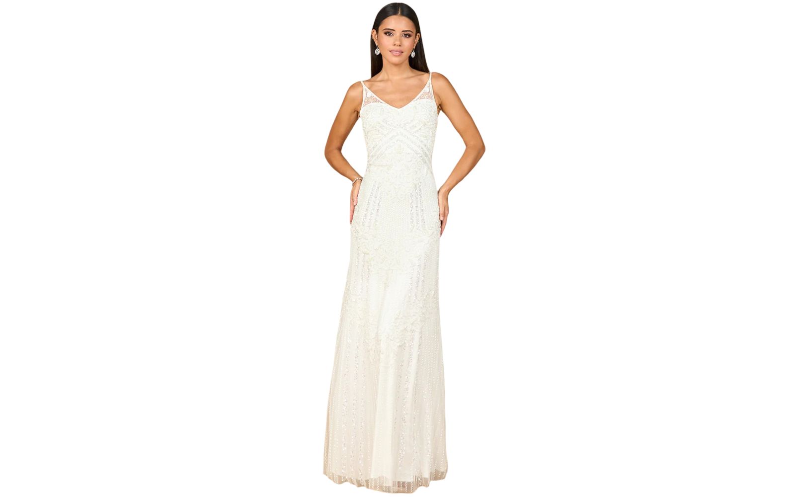 Lara Women's Beaded Gown with Cowl Back