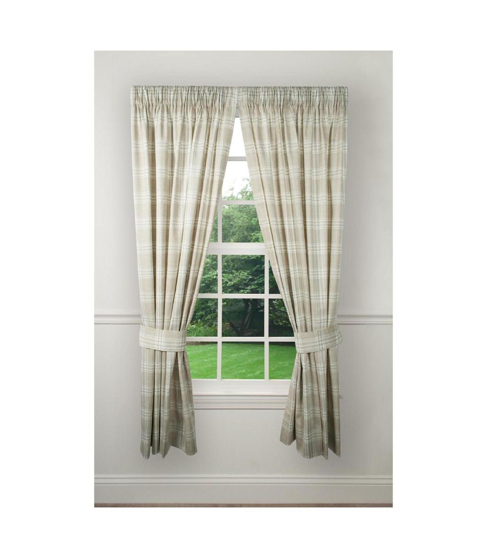 Ellis Curtain Bartlett Unlined 2-Piece Window Curtain Tailored Panels Pair With Ties