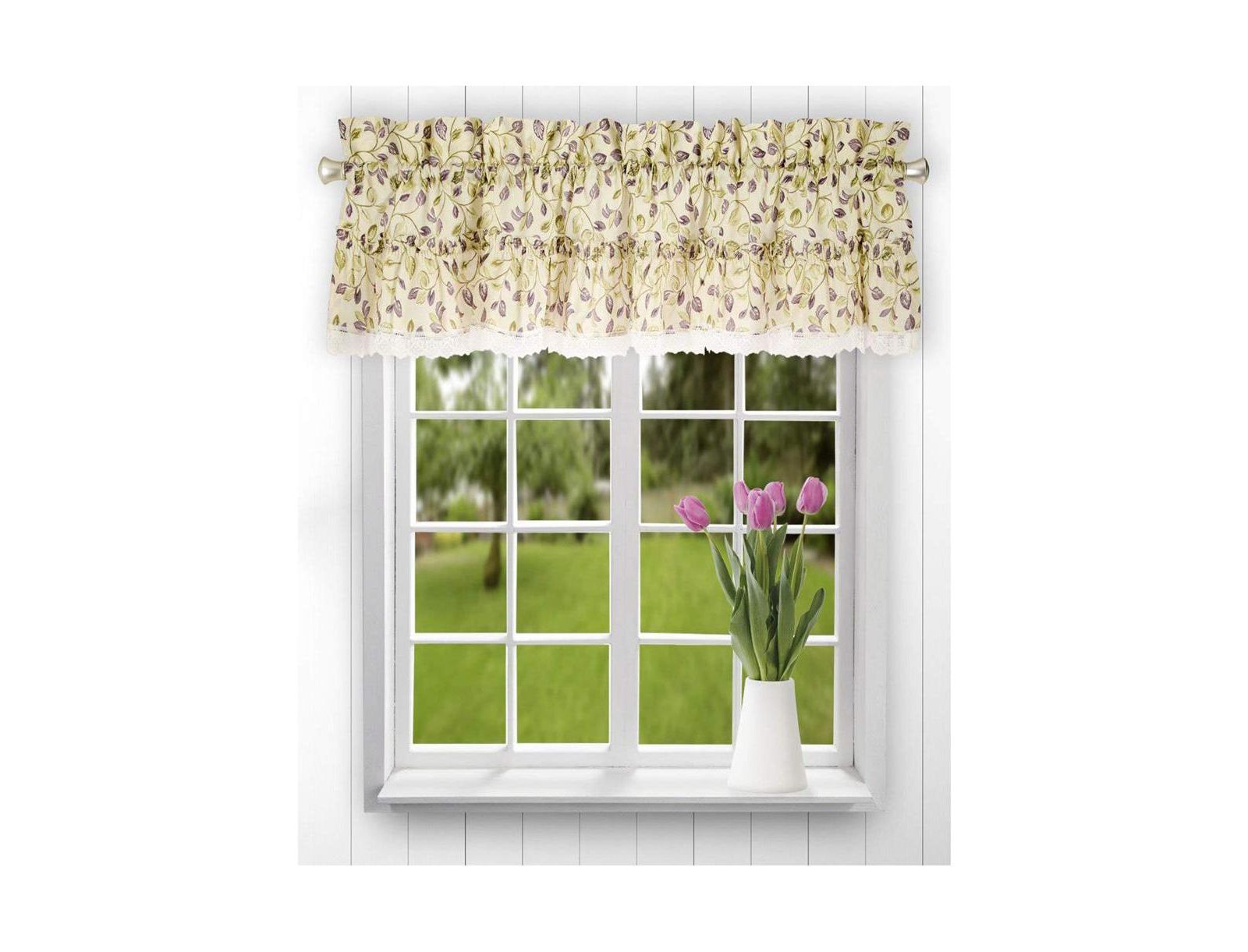 Ellis Curtain Классическая занавеска Clarice Ruffled Window Valance, 52 x12" Violet
