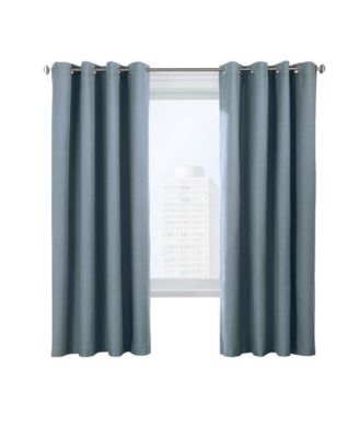 Парные шторы Thermaplus Ventura Blackout с люверсами, синие с текстурным узором
