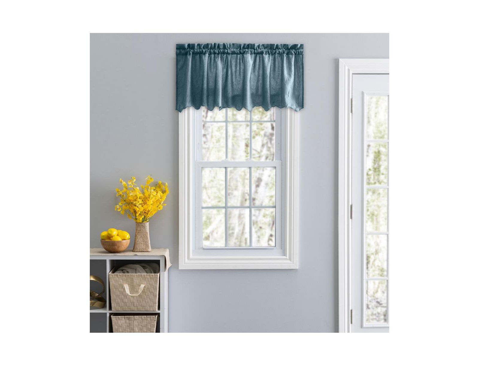 Занавеска Ellis Curtain Portland Crushed Taffeta с карманом для штанги, 48x15", синяя