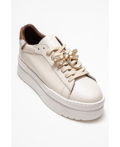 Forever & Always Shoes Laren Leather Buckle Sneakers (Women)