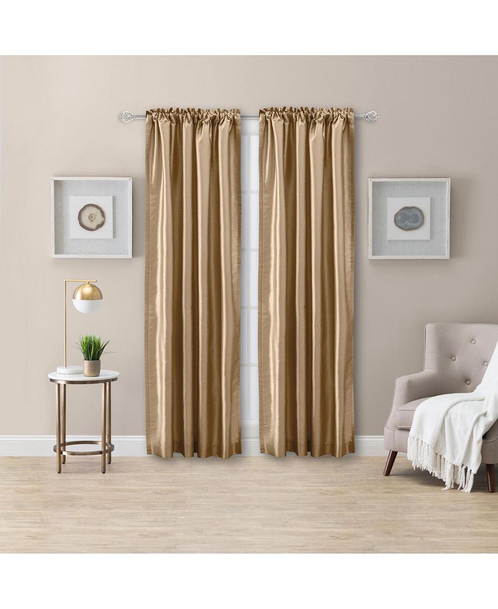 Ellis Curtain Luna Faux-Silk Rod Pocket/Back Tab Tailored Pairs - 100x63"