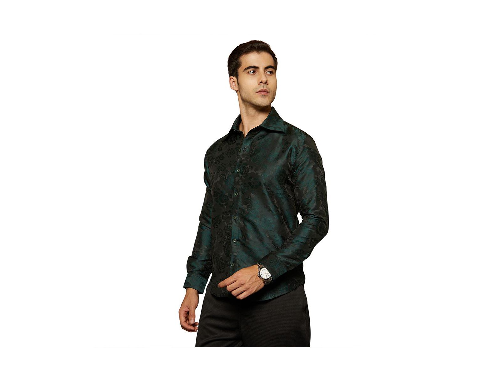 Мужская рубашка Campus Sutra Emerald Green Rosa-Woven