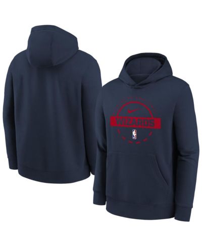 Nike Big Boys and Girls Navy Washington Wizards 2025/26 Club Fleece Practice Hoodie