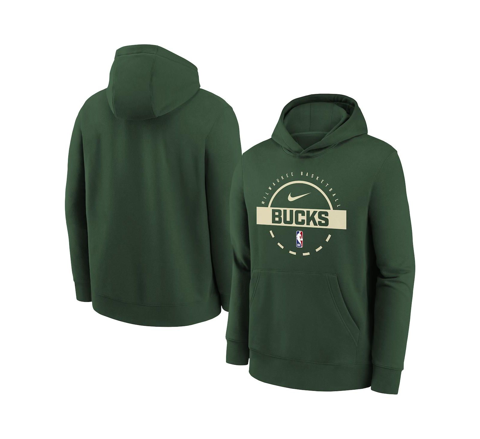 Nike Big Boys and Girls Hunter Green Milwaukee Bucks 2025/26 Club Fleece Practice Hoodie