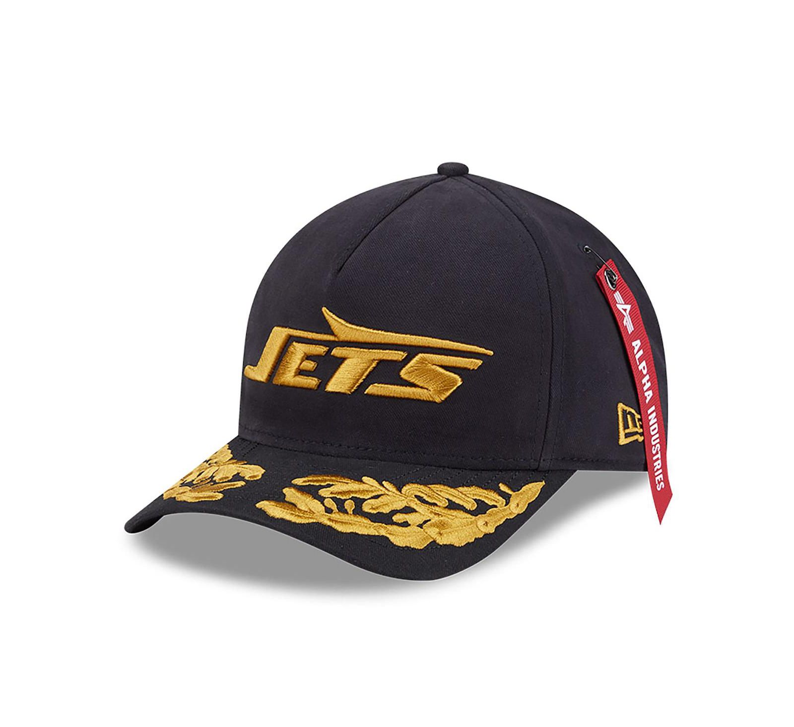 New Era x Alpha Men's Industries Black New York Jets A-Frame 9FORTY Adjustable Hat