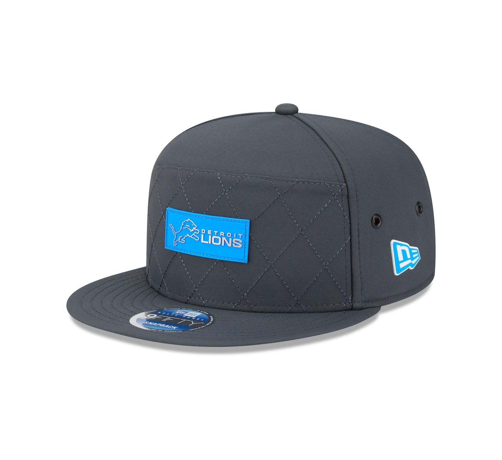 Мужская кепка New Era Charcoal Detroit Lions 2025 Sideline Cold Weather Split Panel 9FIFTY Snapback